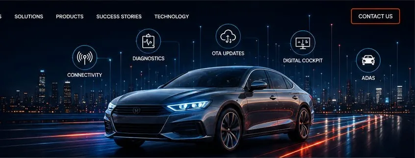 Connected vehicle with diagnostics, OTA updates, digital cockpit and ADAS features
